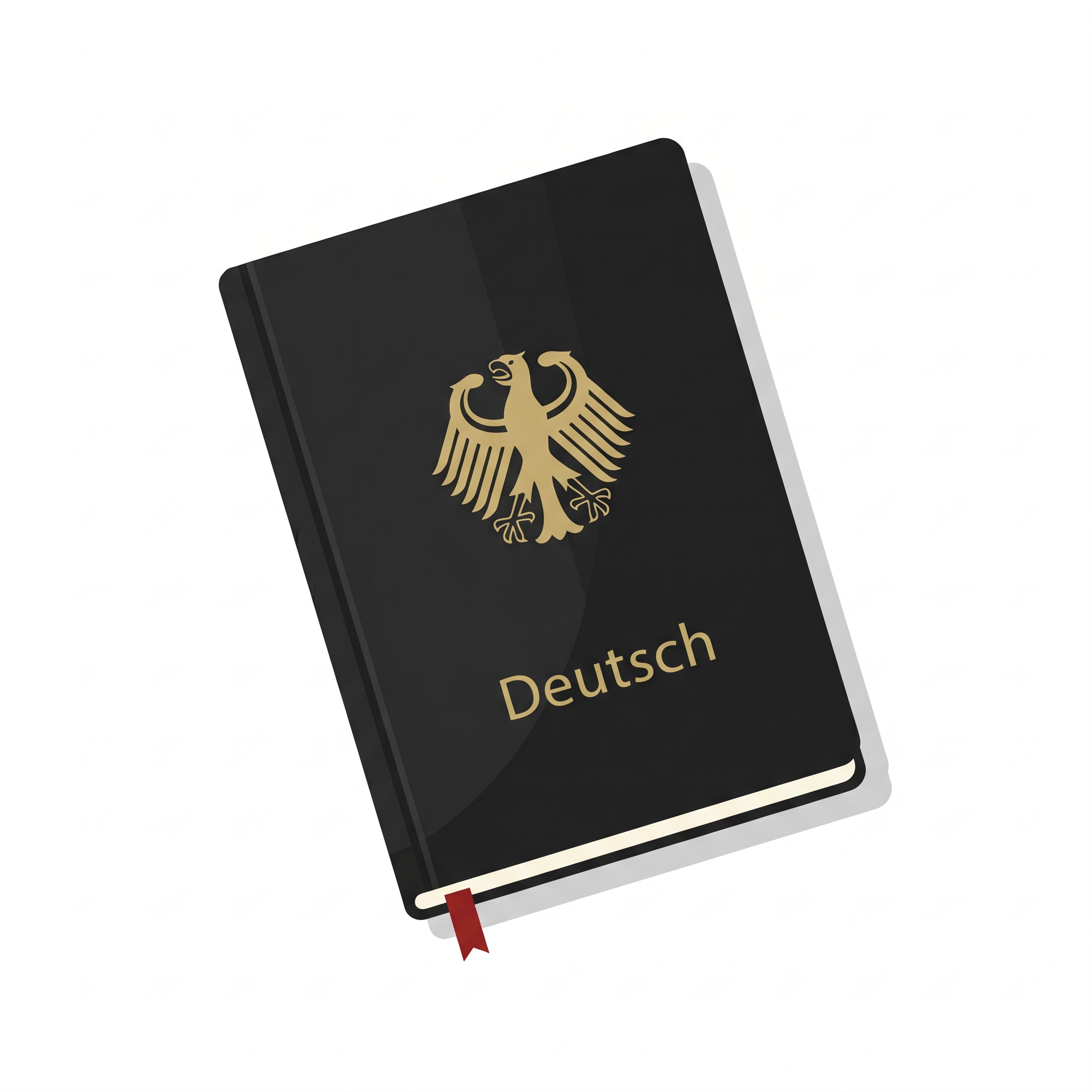 Elegant black leather Deutsch notebook with gold emblem